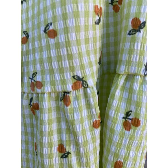 Green Checker Citrus Print Mini Dress - Picture 3 of 8